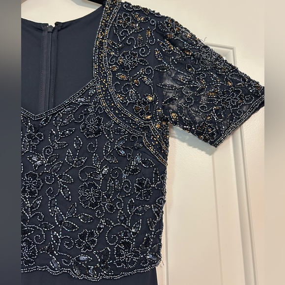 NWT Pisarro Nights Beaded Bodice A-Line Gown - Navy, Size 2 - Picture 5 of 7